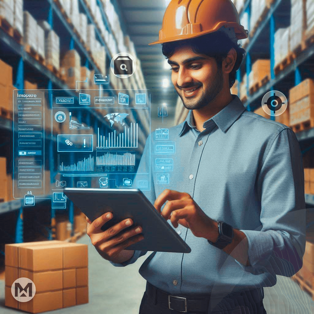 Workers load a logistics truck, with AI-powered MaintWiz CMMS boosting operational efficiency, reducing downtime, and enhancing inventory control.