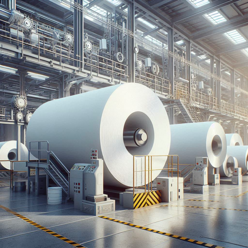 Advanced paper production with large rolls. CMMS enhances equipment reliability, ensuring consistent quality output.