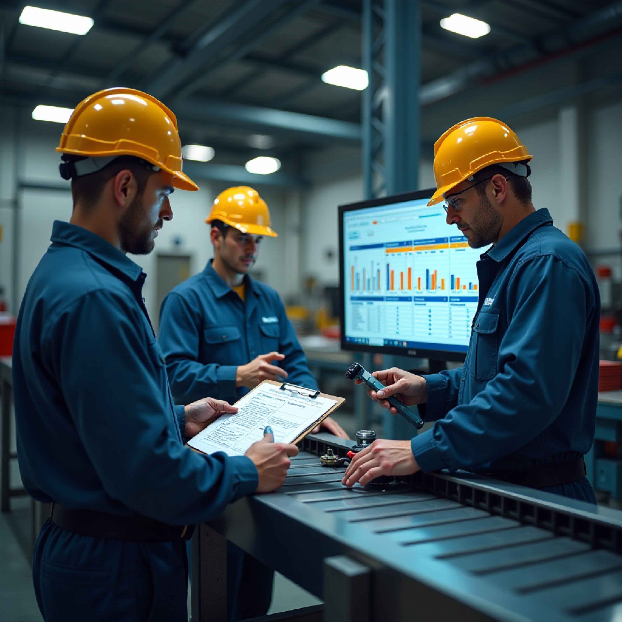 A maintenance technician reviewing a digital work order generated by AI-powered MaintWiz CMMS, providing clear instructions and necessary information.