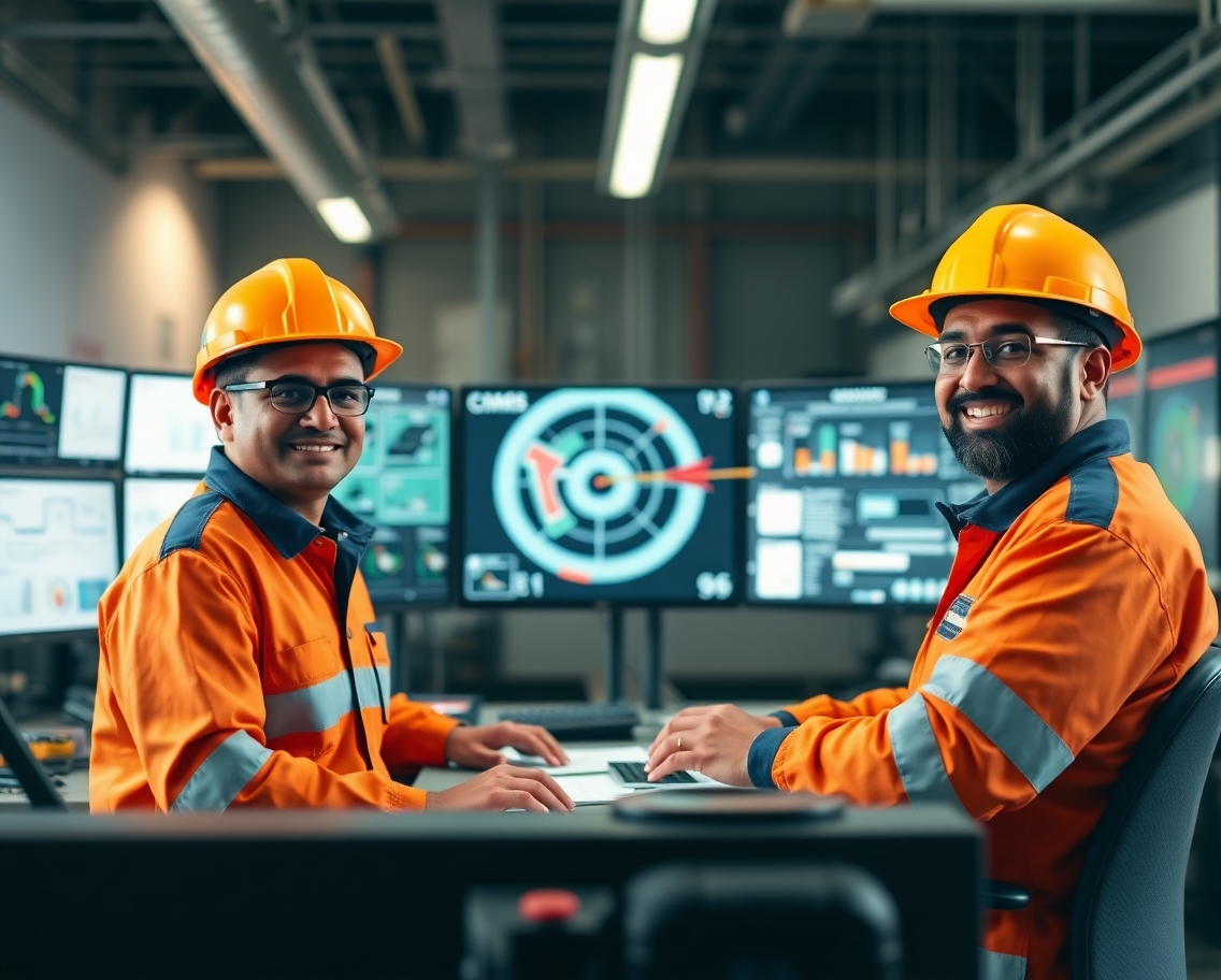 Engineer and businessman shaking hands, symbolizing Maintwiz CMMS’s mission to revolutionize maintenance with AI and Industry 4.0 for unparalleled efficiency and reliability.